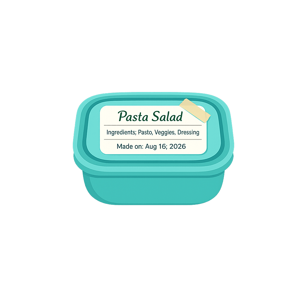 Homemade items with clear labels